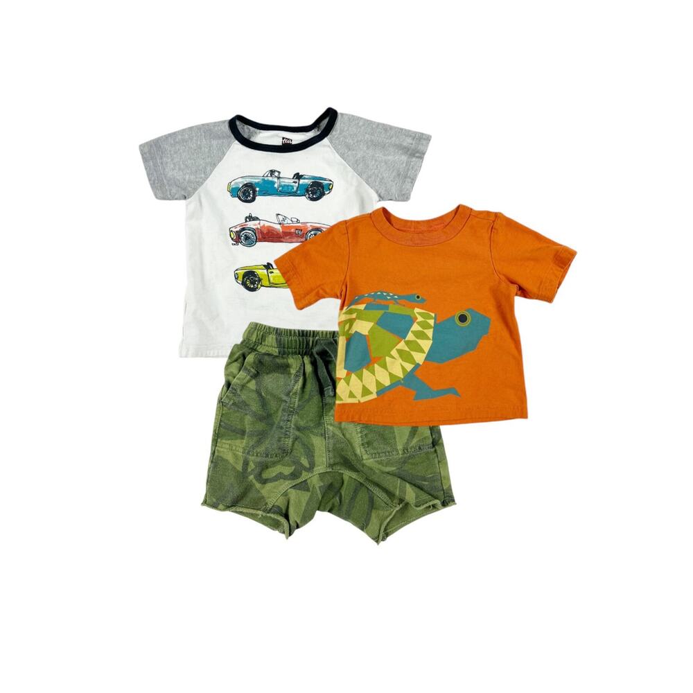 Tea Collection Turtle Cars And Camo Shorts Bundle boys 12-18 months